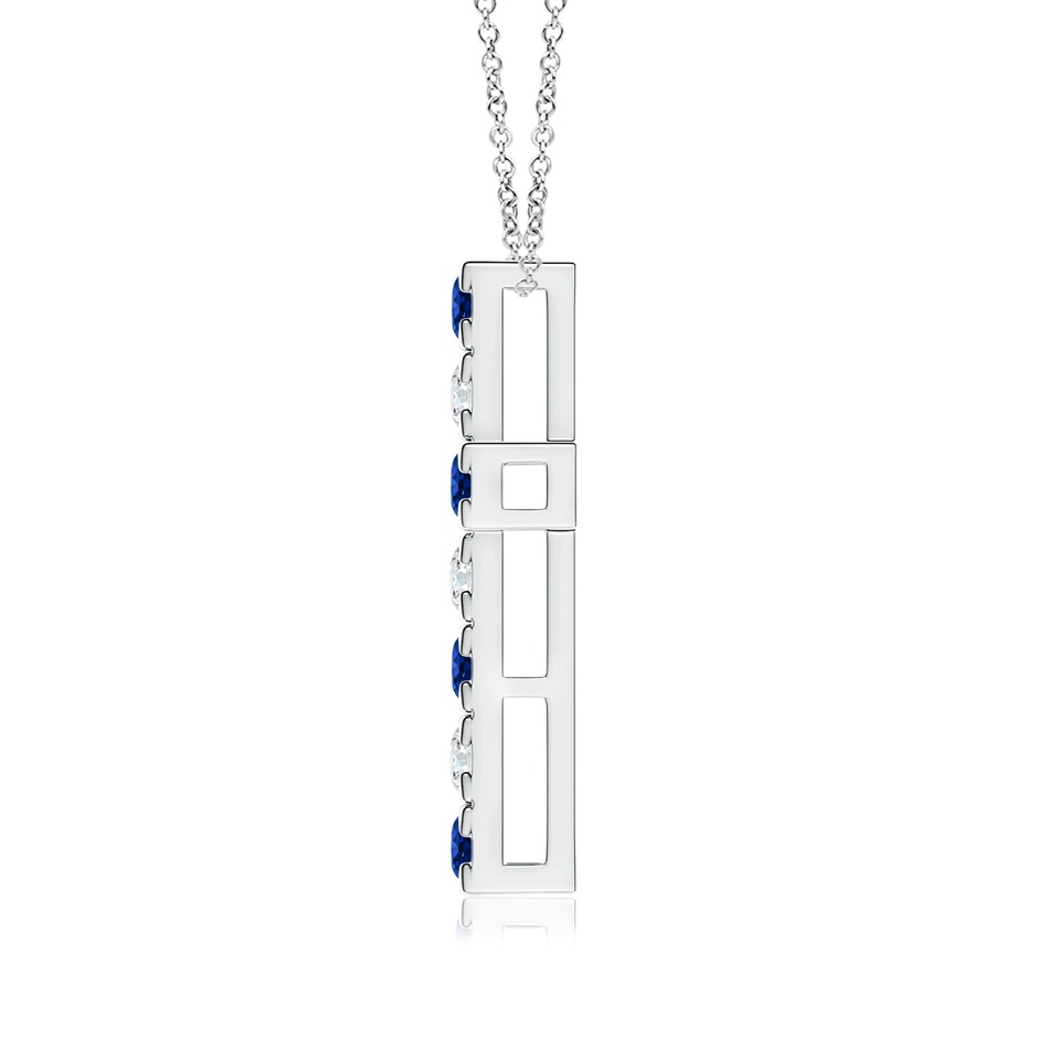 3mm AAAA Flat Prong-Set Blue Sapphire and Diamond Cross Pendant in White Gold product image