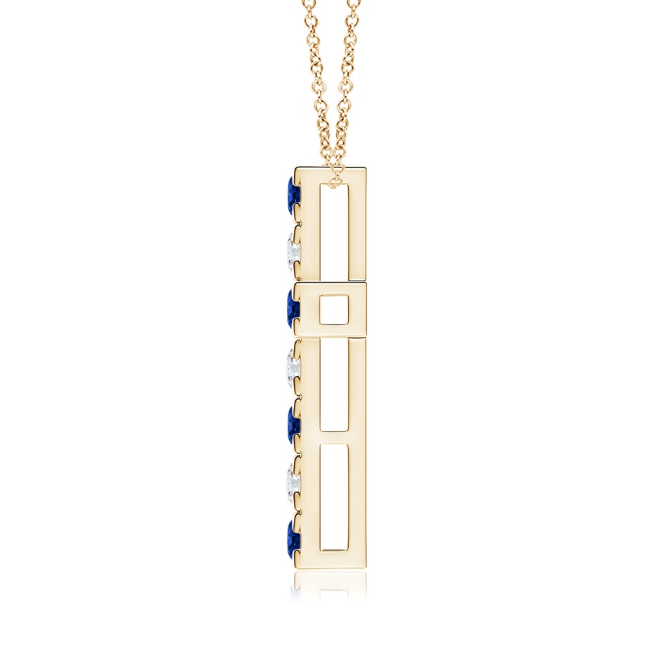 3mm AAAA Flat Prong-Set Blue Sapphire and Diamond Cross Pendant in Yellow Gold product image