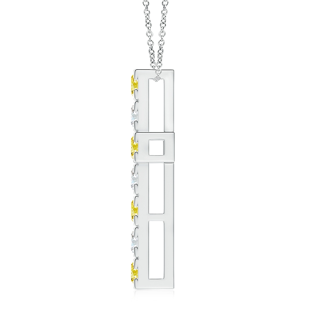 3.5mm AAAA Flat Prong-Set Fancy Intense Yellow Diamond Cross Pendant in White Gold - side 199