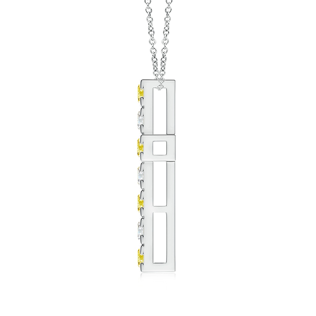 3mm AAAA Flat Prong-Set Fancy Intense Yellow Diamond Cross Pendant in P950 Platinum - side 199