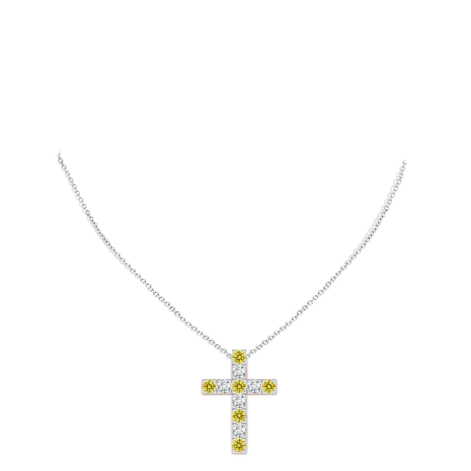 4mm AAAA Flat Prong-Set Fancy Intense Yellow Diamond Cross Pendant in P950 Platinum pen