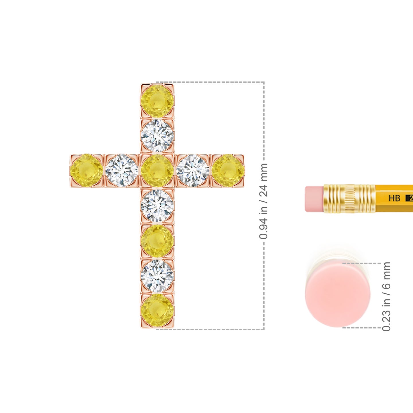 Flat Prong-Set Yellow Sapphire and Diamond Cross Pendant