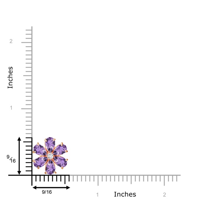 6x4mm A Amethyst Flower Clustre Pendant with Diamond in 9K Rose Gold product image
