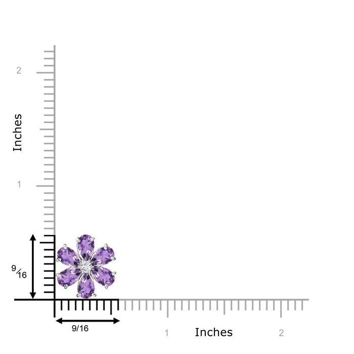 6x4mm A Amethyst Flower Cluster Pendant with Diamond in White Gold product image