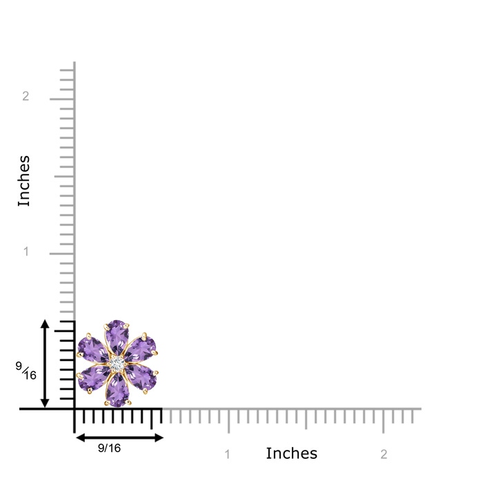 6x4mm A Amethyst Flower Cluster Pendant with Diamond in Yellow Gold product image