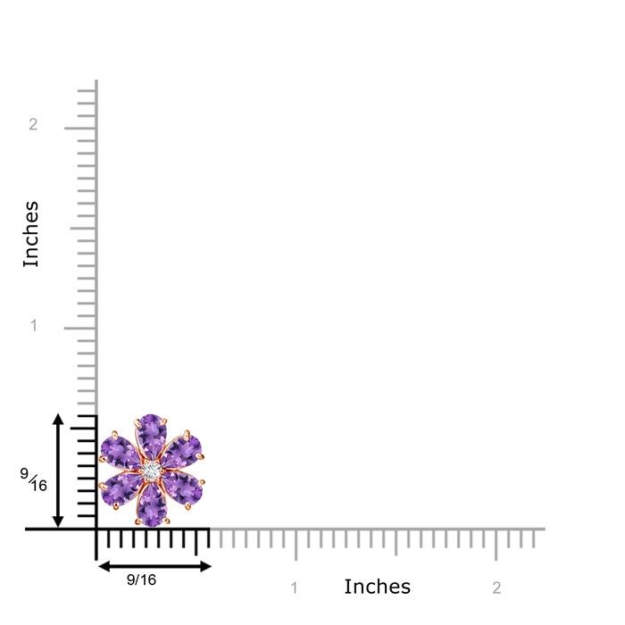 6x4mm AA Amethyst Flower Cluster Pendant with Diamond in Rose Gold product image