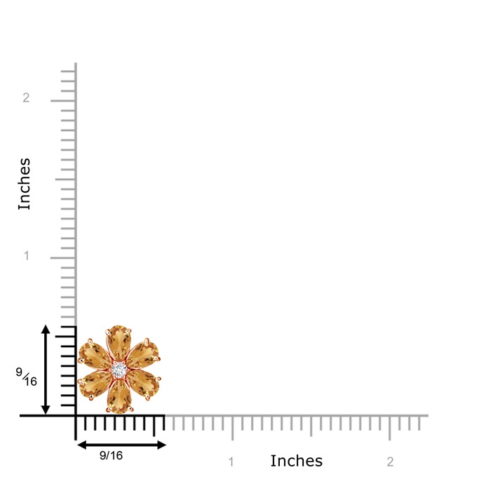 6x4mm A Citrine Flower Cluster Pendant with Diamond in Rose Gold product image