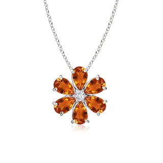 6x4mm AAAA Citrine Flower Cluster Pendant with Diamond in P950 Platinum