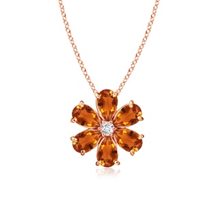 6x4mm AAAA Citrine Flower Clustre Pendant with Diamond in Rose Gold