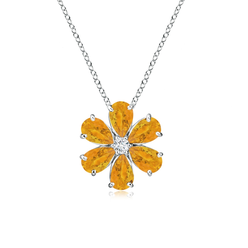 6x4mm A Fire Opal Flower Cluster Pendant with Diamond in P950 Platinum 
