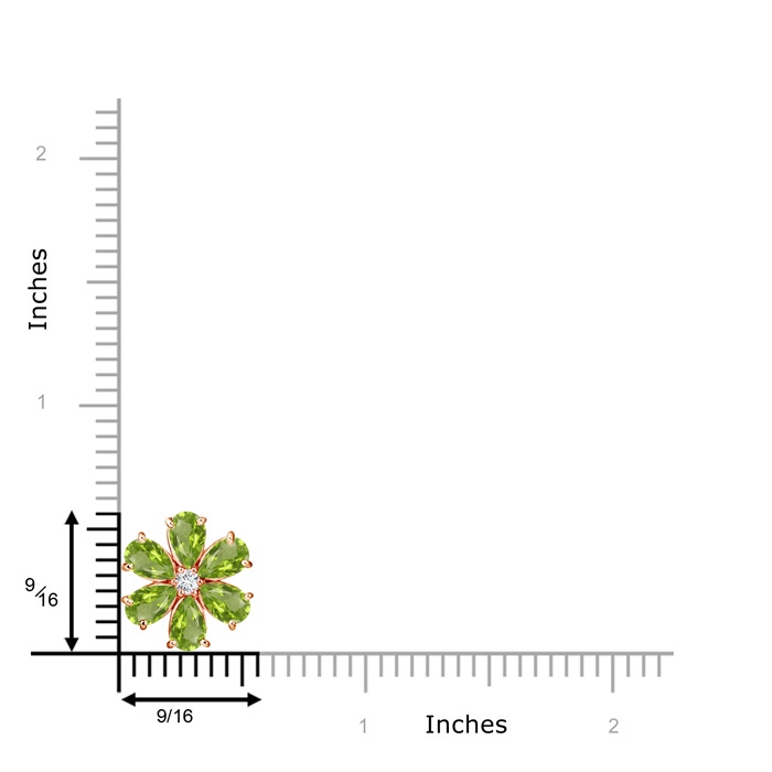 6x4mm AA Peridot Flower Cluster Pendant with Diamond in Rose Gold product image