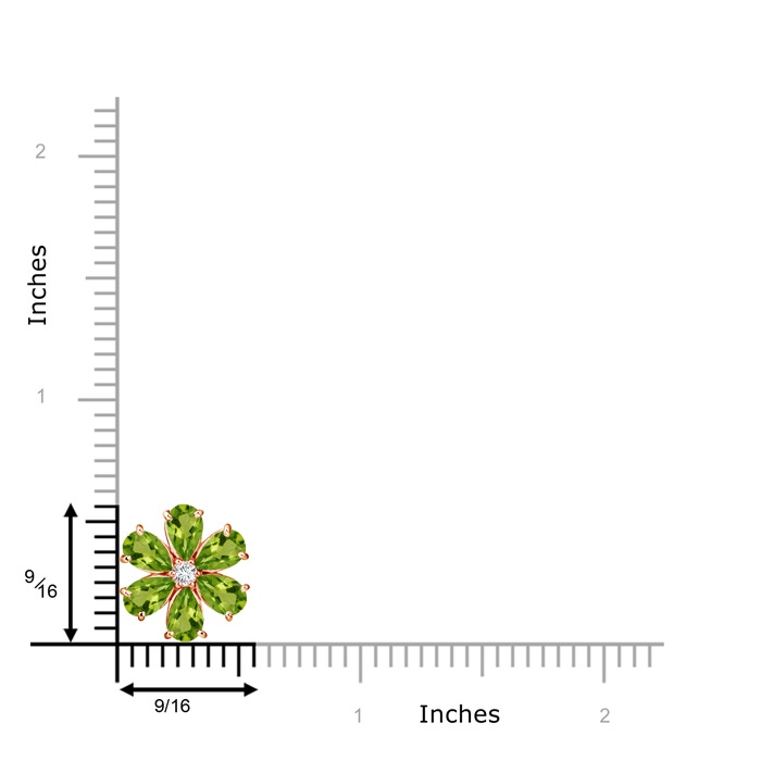 6x4mm AAAA Peridot Flower Cluster Pendant with Diamond in Rose Gold Product Image