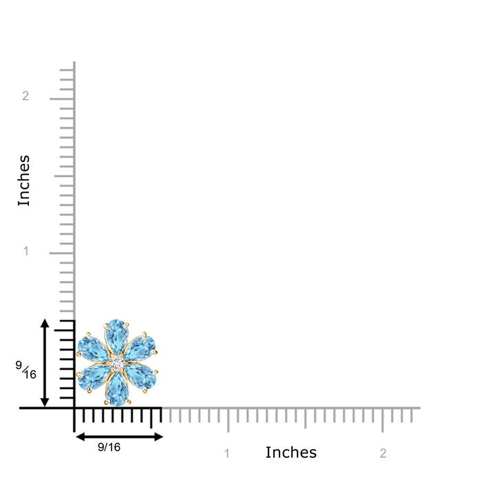 6x4mm A Swiss Blue Topaz Flower Clustre Pendant with Diamond in 9K Yellow Gold product image