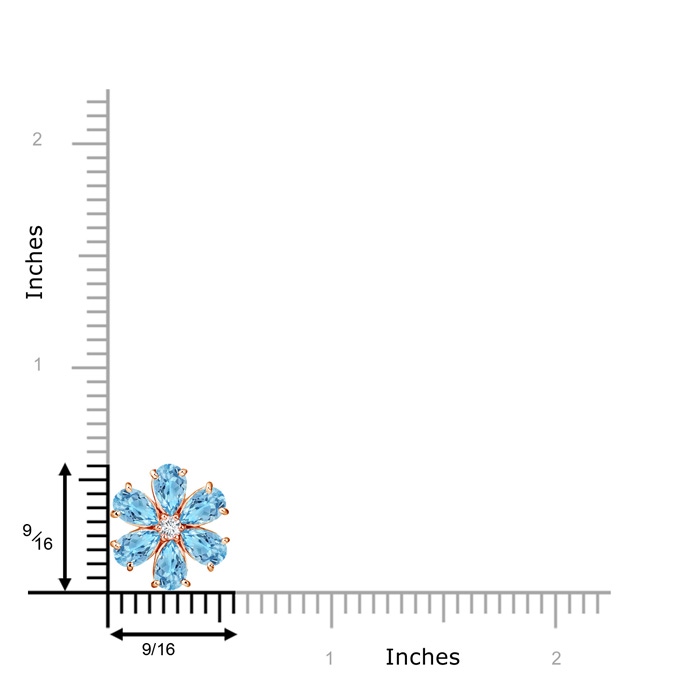 6x4mm A Swiss Blue Topaz Flower Cluster Pendant with Diamond in Rose Gold product image