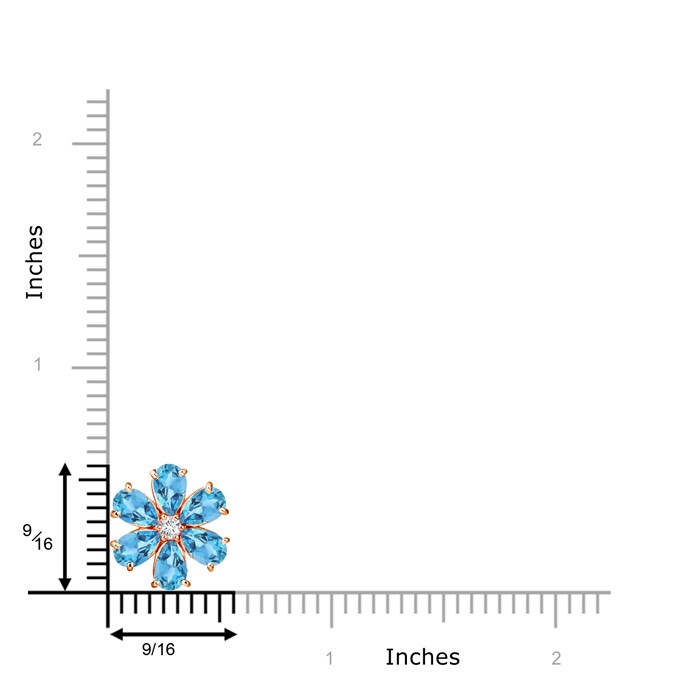 6x4mm AA Swiss Blue Topaz Flower Cluster Pendant with Diamond in Rose Gold product image
