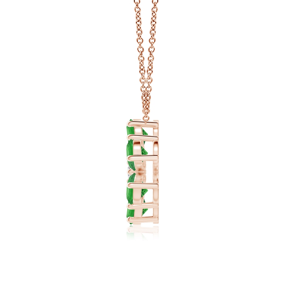 6x4mm AAA Tsavorite Flower Clustre Pendant with Diamond in Rose Gold side 199