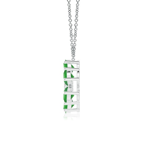 6x4mm AAA Tsavorite Flower Cluster Pendant with Diamond in White Gold - side 3