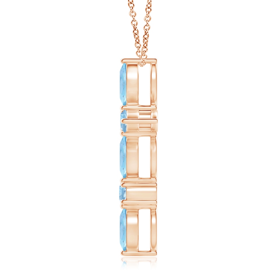 5x2.5mm AAA Marquise and Round Aquamarine Cross Pendant in 9K Rose Gold product image