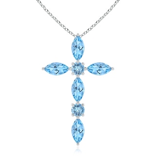 5x2.5mm AAAA Marquise and Round Aquamarine Cross Pendant in P950 Platinum