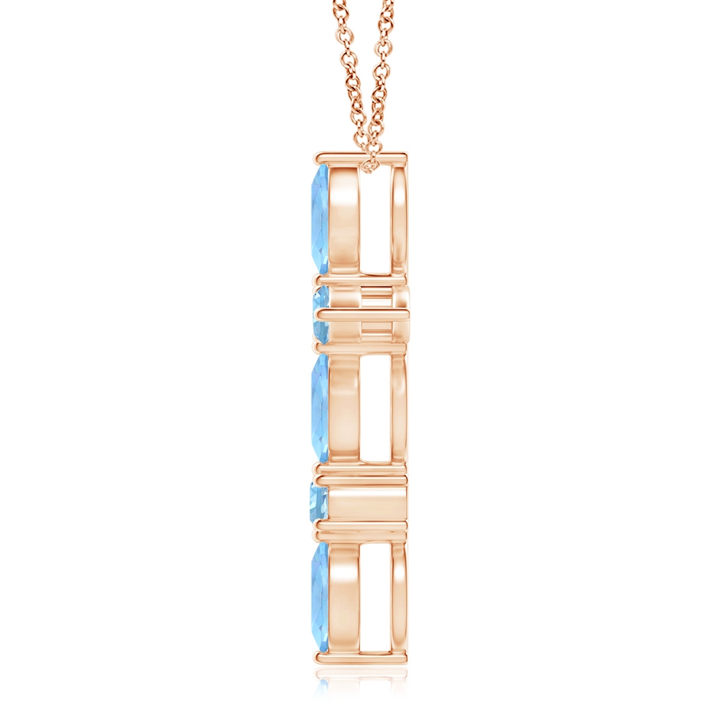 5x2.5mm AAAA Marquise and Round Aquamarine Cross Pendant in Rose Gold Product Image