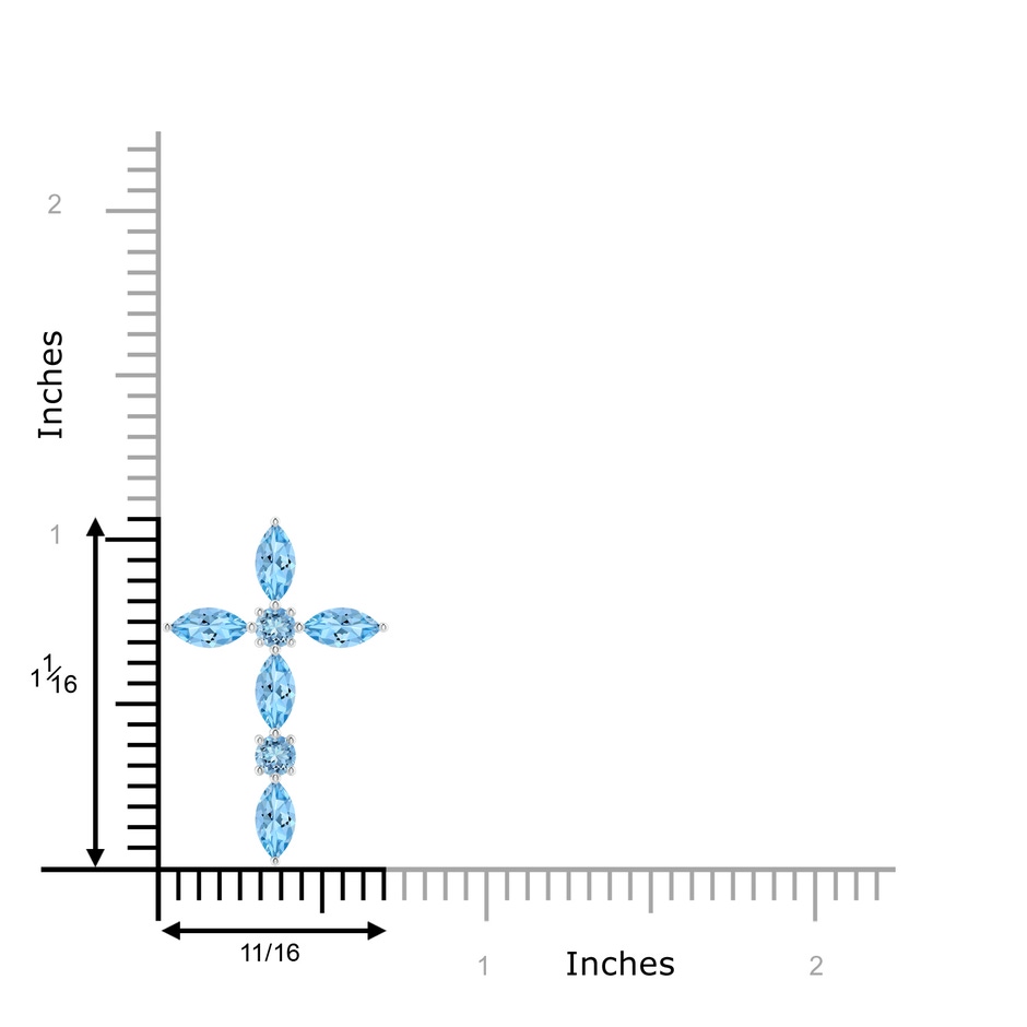5x2.5mm AAAA Marquise and Round Aquamarine Cross Pendant in White Gold product image