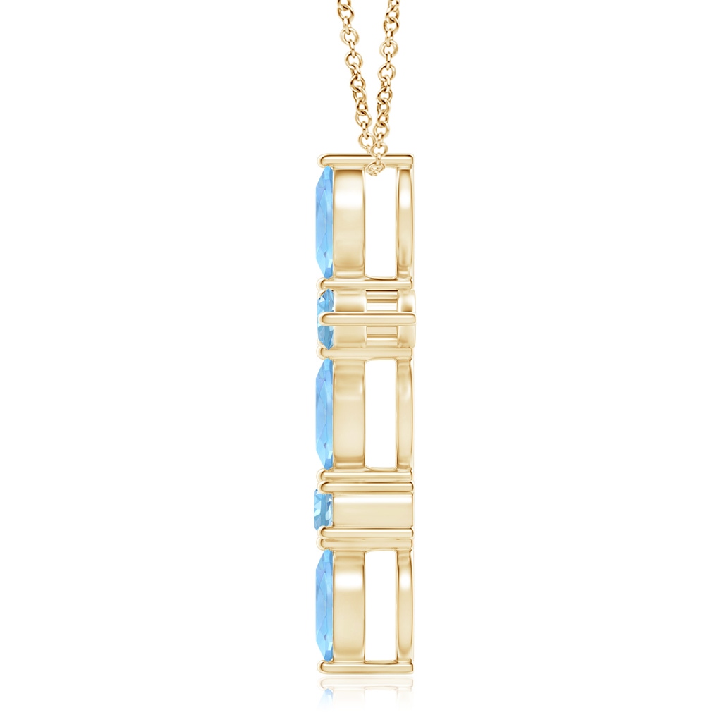 5x2.5mm AAAA Marquise and Round Aquamarine Cross Pendant in Yellow Gold Product Image