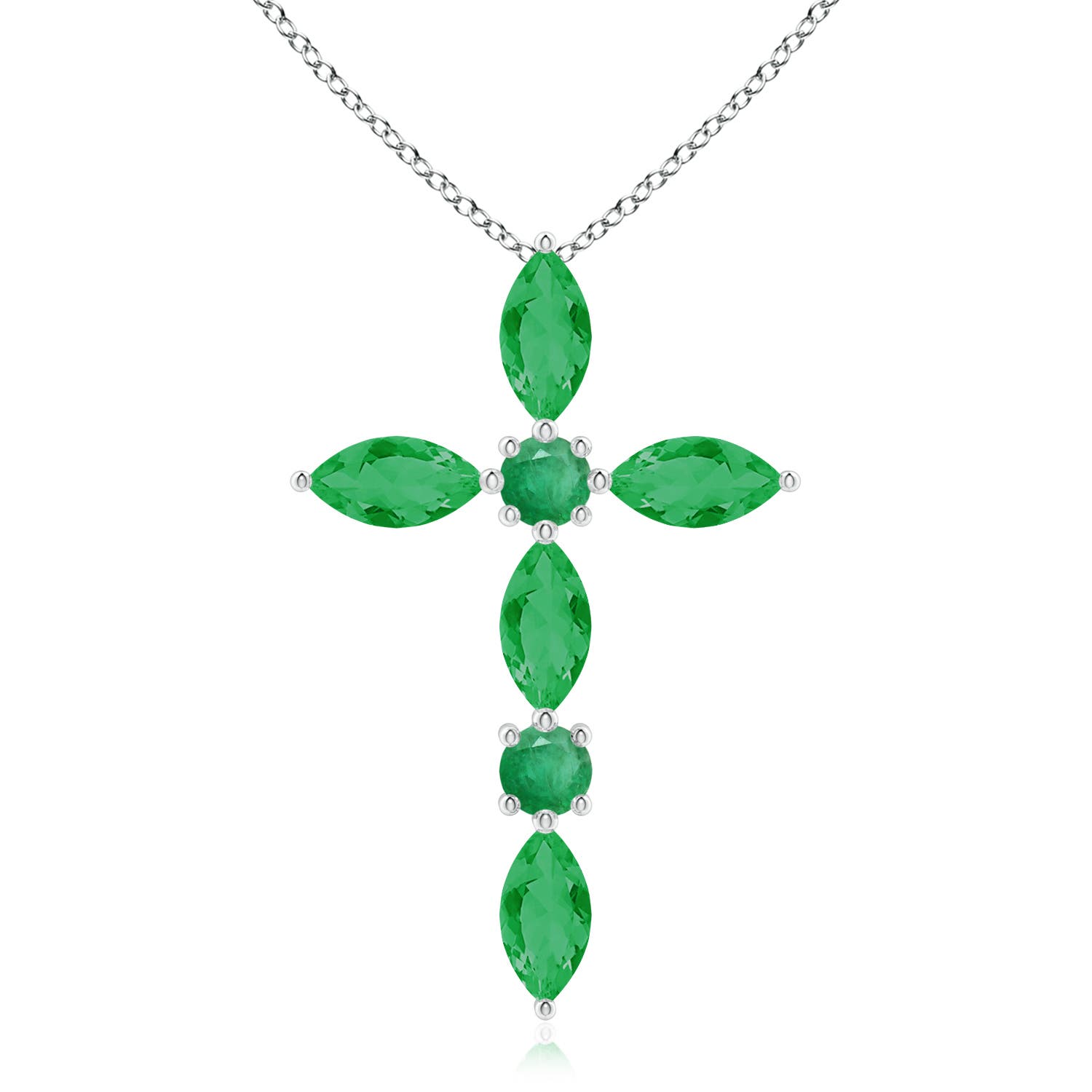 5x2.5mm A Marquise and Round Emerald Cross Pendant in P950 Platinum