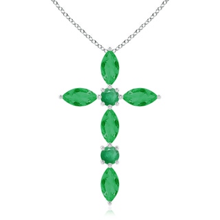 5x2.5mm A Marquise and Round Emerald Cross Pendant in P950 Platinum