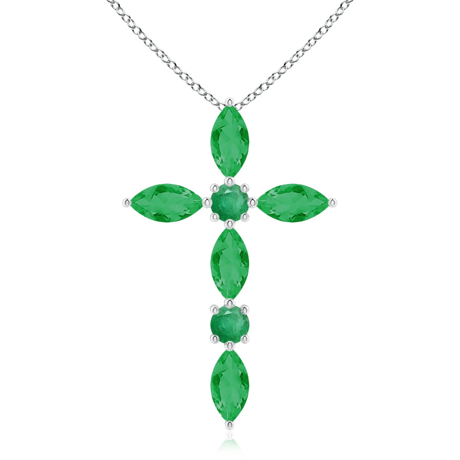 5x2.5mm A Marquise and Round Emerald Cross Pendant in P950 Platinum 