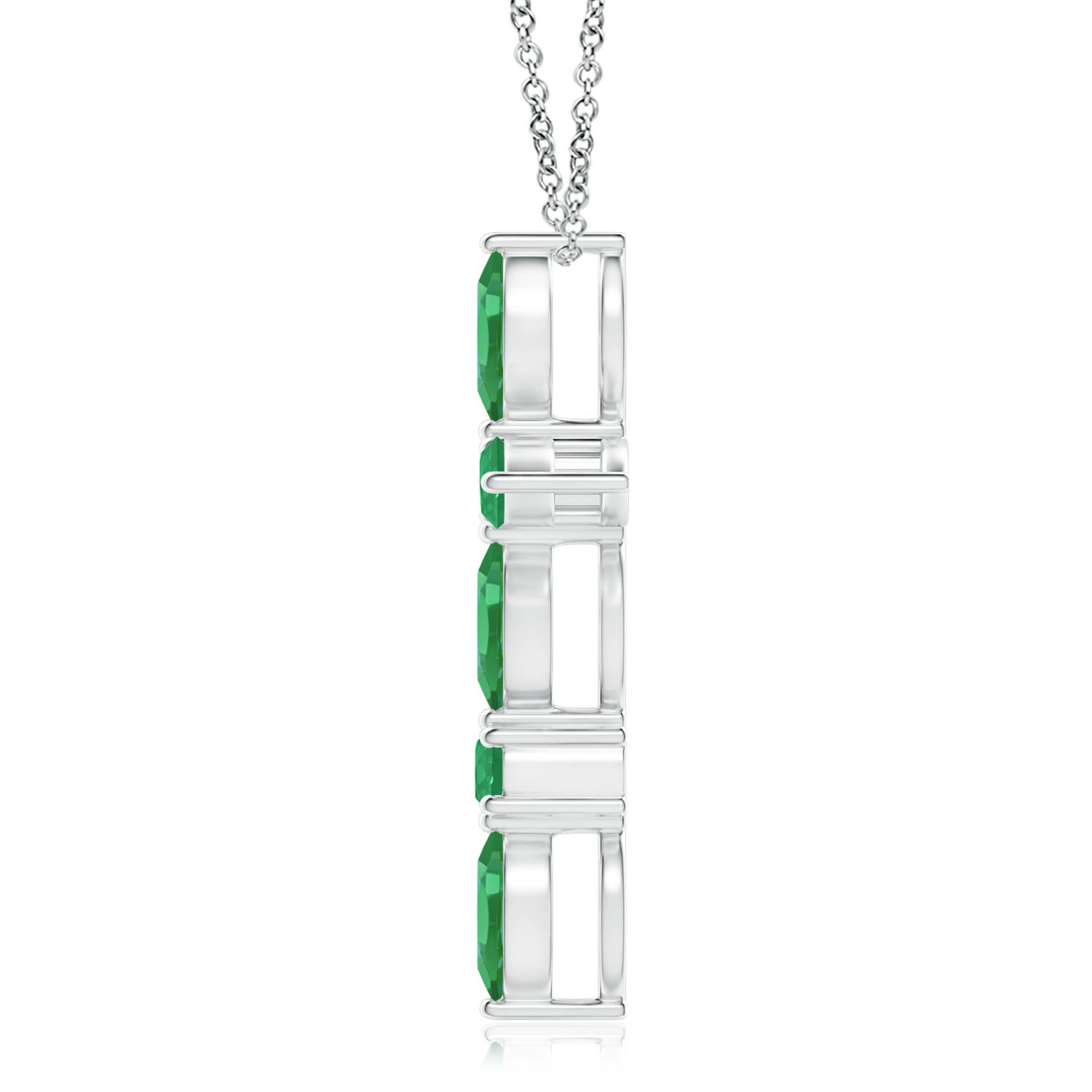 5x2.5mm A Marquise and Round Emerald Cross Pendant in P950 Platinum