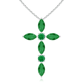 5x2.5mm AA Marquise and Round Emerald Cross Pendant in P950 Platinum
