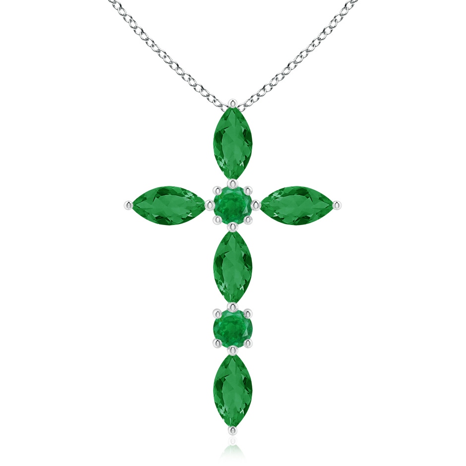 5x2.5mm AA Marquise and Round Emerald Cross Pendant in P950 Platinum 