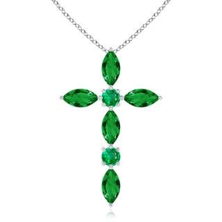 5x2.5mm AAA Marquise and Round Emerald Cross Pendant in P950 Platinum