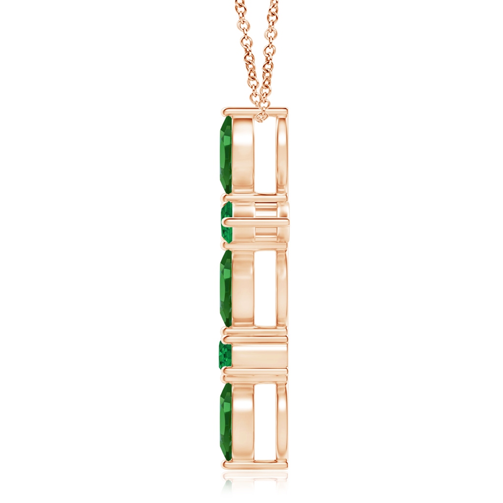 5x2.5mm AAA Marquise and Round Emerald Cross Pendant in Rose Gold Product Image