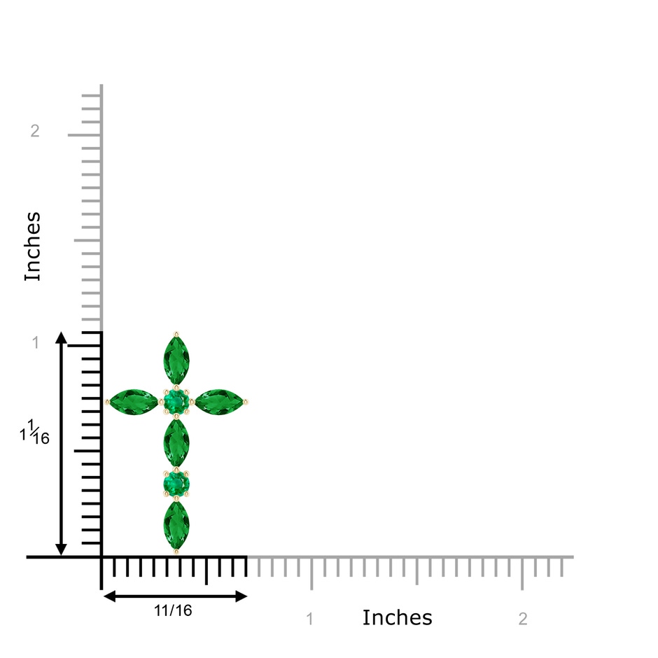5x2.5mm AAA Marquise and Round Emerald Cross Pendant in Yellow Gold product image
