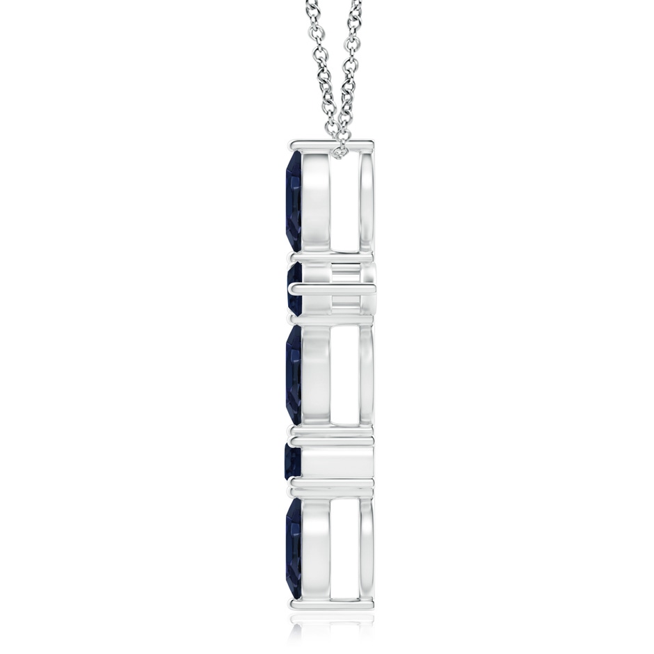 5x2.5mm A Marquise and Round Blue Sapphire Cross Pendant in White Gold product image