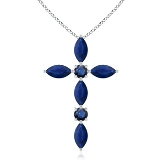 5x2.5mm AA Marquise and Round Blue Sapphire Cross Pendant in P950 Platinum