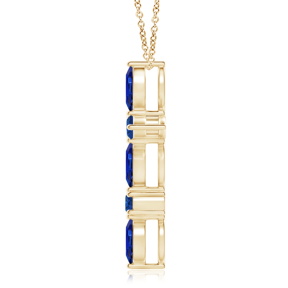5x2.5mm AAA Marquise and Round Blue Sapphire Cross Pendant in Yellow Gold product image