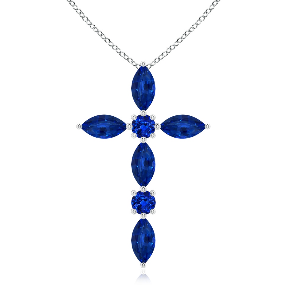 5x2.5mm AAAA Marquise and Round Blue Sapphire Cross Pendant in P950 Platinum 