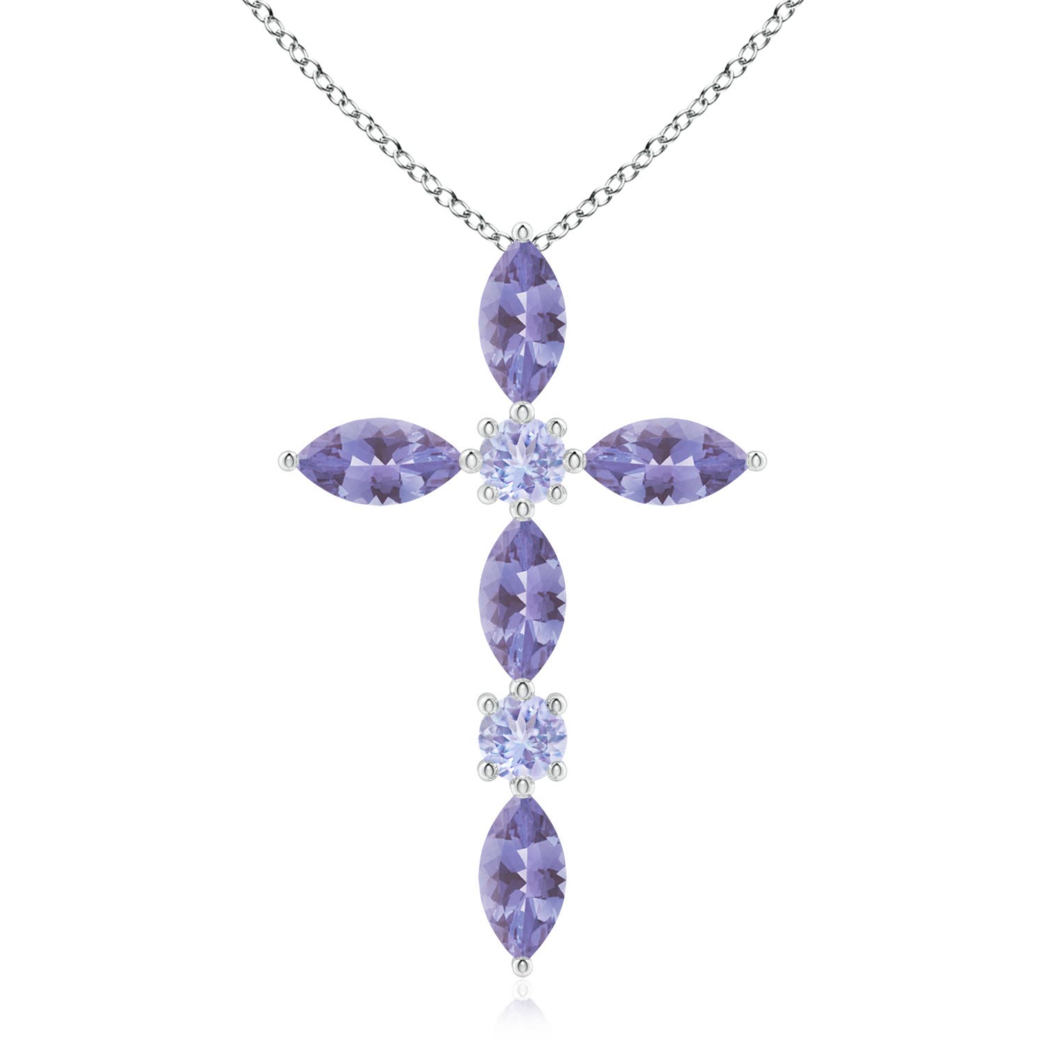 A - Tanzanite / 0.74 CT / 14 KT White Gold