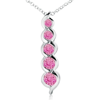 3.6mm AA Five Stone Round Pink Sapphire Journey Pendant in White Gold