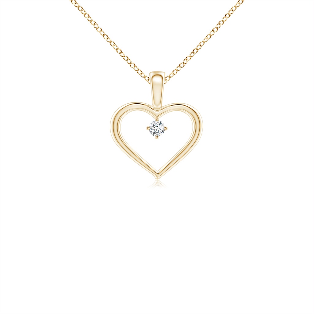 2.4mm GVS2 Solitaire Diamond Heart Pendant in 18K Yellow Gold