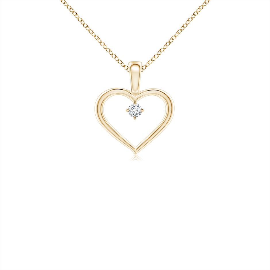 2.4mm GVS2 Solitaire Diamond Heart Pendant in 18K Yellow Gold 