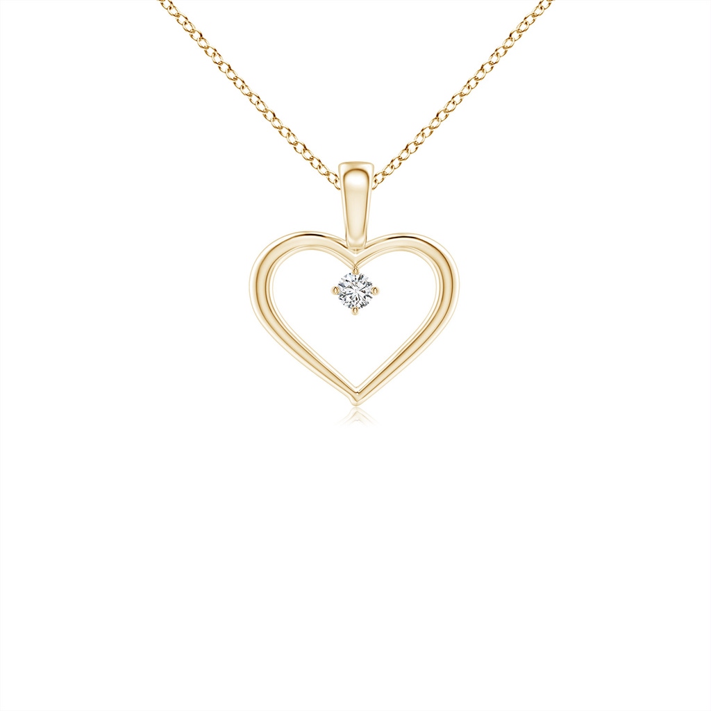 2.4mm HSI2 Solitaire Diamond Heart Pendant in Yellow Gold
