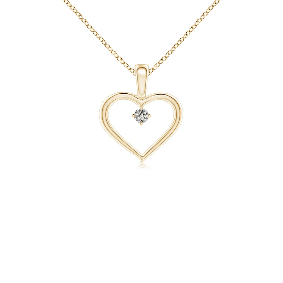 2.4mm KI3 Solitaire Diamond Heart Pendant in Yellow Gold 