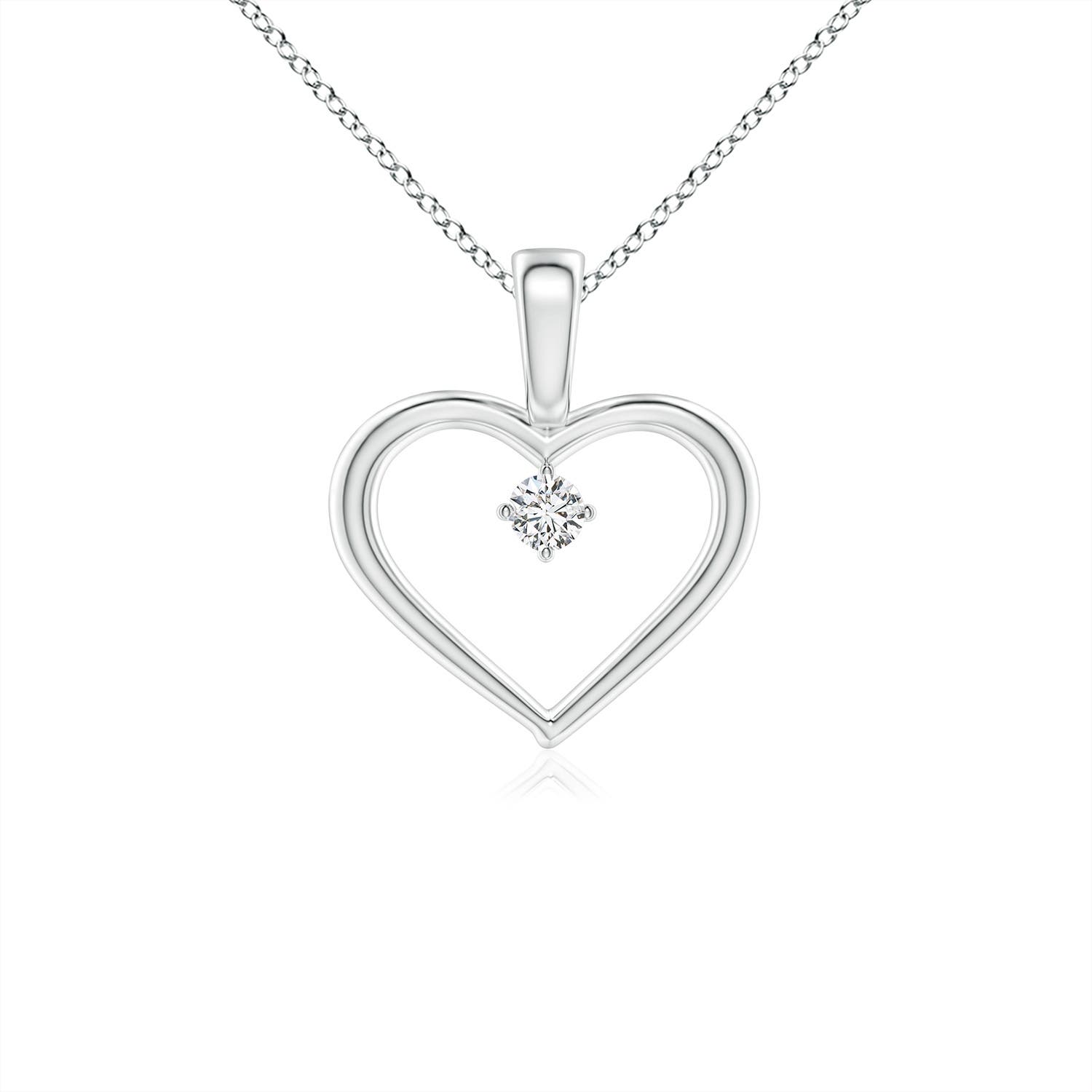3.2mm HSI2 Solitaire Diamond Heart Pendant in P950 Platinum