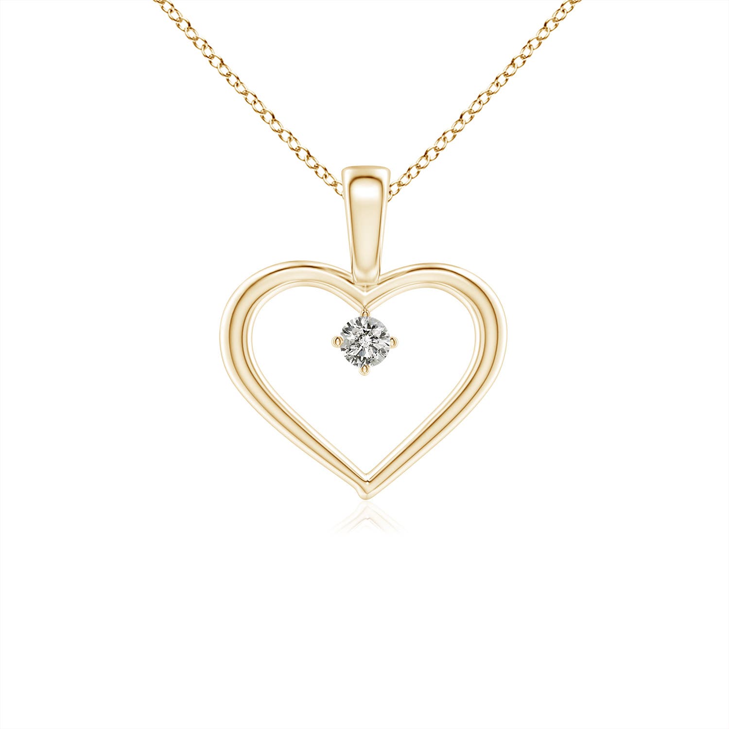 3.2mm KI3 Solitaire Diamond Heart Pendant in 18K Yellow Gold