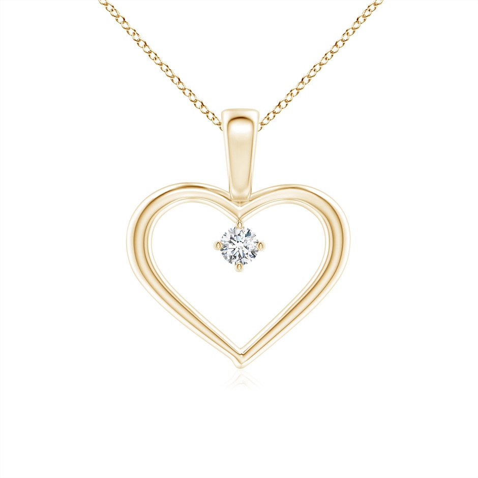 3.8mm GVS2 Solitaire Diamond Heart Pendant in Yellow Gold 