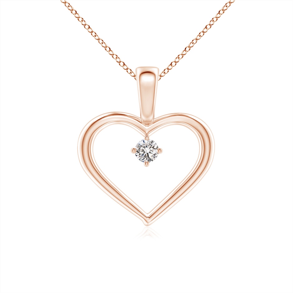 3.8mm IJI1I2 Solitaire Diamond Heart Pendant in Rose Gold 