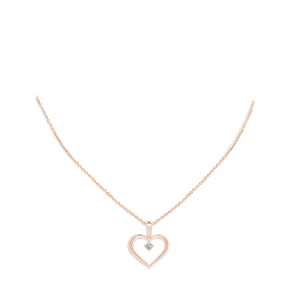 3.8mm IJI1I2 Solitaire Diamond Heart Pendant in Rose Gold pen
